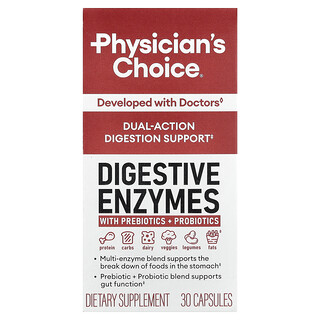 Physician's Choice, Enzimas digestivas con prebiótico más probióticos, 30 cápsulas vegetales