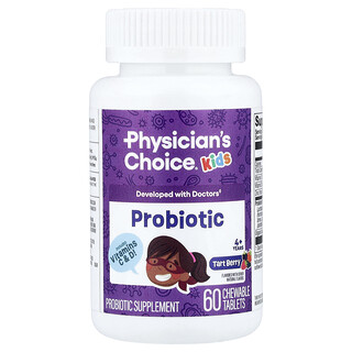 Physician's Choice, Probiotikus gyermekeknek, 4 év felettieknek, fanyar bogyós gyümölcs, 60 rágótabletta