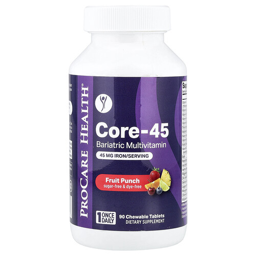 Procare Health Core-45, Bariatric Multivitamin, Fruit Punch, 90 Chewable Tablets