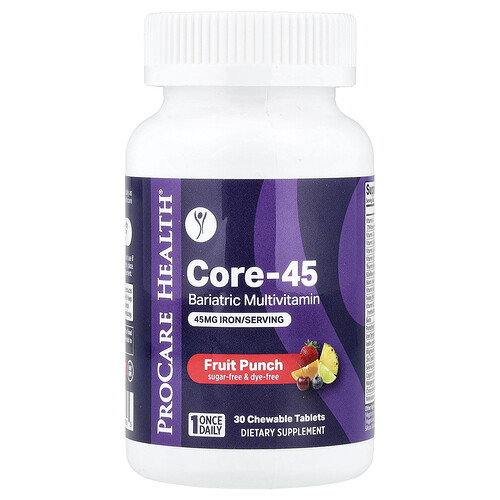 Procare Health Core-45, Bariatric Multivitamin, Fruit Punch, 30 Chewable Tablets
