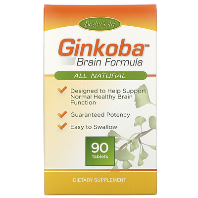 BodyGold Ginkoba, фломула для мозга, 90 таблеток
