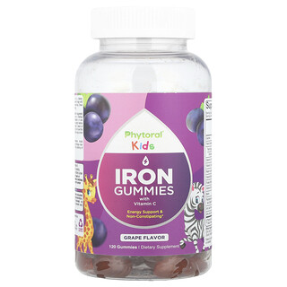 Phytoral, Gommes au fer avec vitamine C pour enfants, Raisin, 120 gommes