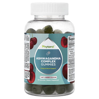 Phytoral, Permen Jeli Ashwagandha Kompleks, Ceri Tart, 90 Permen Jeli