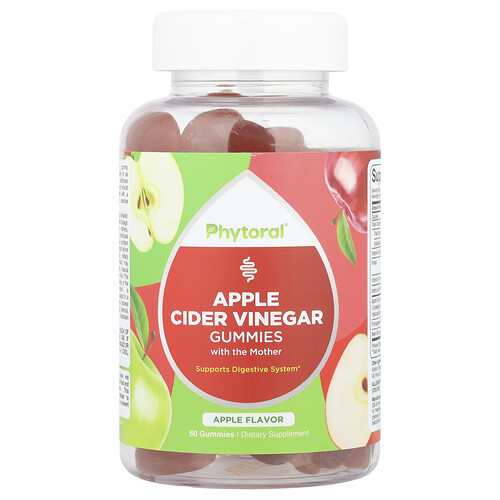 Phytoral Apple Cider Vinegar Gummies With The Mother, Apple, 60 Gummies