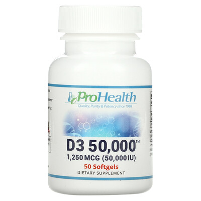 

ProHealth Longevity Vitamin D3 50 000 1 250 mcg (50 000 IU) 50 Softgels