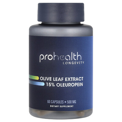 ProHealth Longevity  Olive Leaf Extract 15% Oleuropein  500 mg  60 Capsules