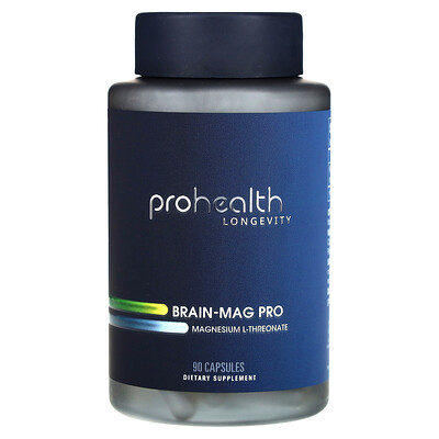ProHealth Longevity  Brain-Mag Pro  Magnesium L-Threonate  144 mg  90 Capsules (48 mg per Capsule)