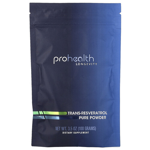 Prohealth Longevity Trans-Resveratrol Pure Powder, 3.5 oz (100 g)