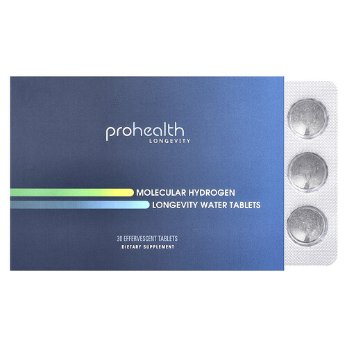 Prohealth Longevity Molecular Hydrogen Longevity Water Tablets, 30 Effervescent Tablets (80 mg per Tablet)