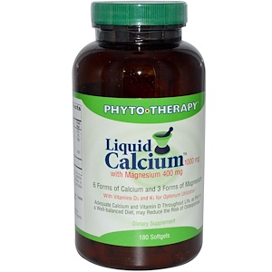 Купить Phyto Therapy Inc., Жидкий комплекс кальция и марганца, 1000 мг / 400 мг, 180 гелевых капсул  на IHerb