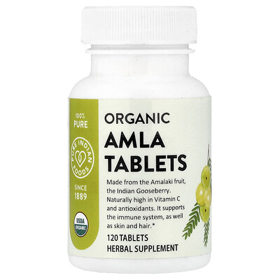 Pure Indian Foods, Comprimidos de Amla orgánico, 120 comprimidos (400 mg por comprimido)