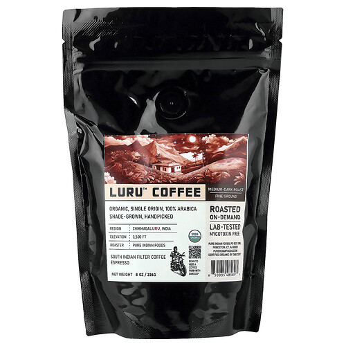 Pure Indian Foods, Luru™ Coffee, Fine Ground, Medium-Dark Roast, 8 oz (226 g)