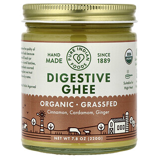 Pure Indian Foods, Ghee digestivo orgánico, 220 g (7,8 oz)