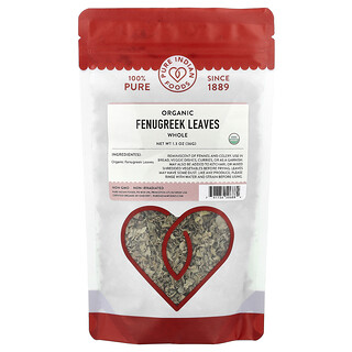 Pure Indian Foods, Organic Fenugreek Leaves, Whole, 36 g (1.3 oz)