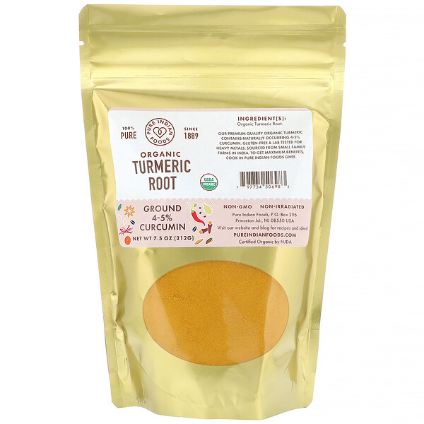 Pure Indian Foods, ΠΡΠ³Π°Π½ΠΈΡΠ΅ΡΠΊΠΈΠΉ ΠΊΠΎΡΠ΅Π½Ρ ΠΊΡΡΠΊΡΠΌΡ, ΠΏΠΎΡΠΎΡΠΎΠΊ, 212 Π³ (7,5 ΡΠ½ΡΠΈΠΈ)