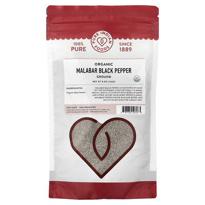 Product Image for Pure Indian Foods, Organic Malabar Black Pepper, Ground, 8 oz (226 g)