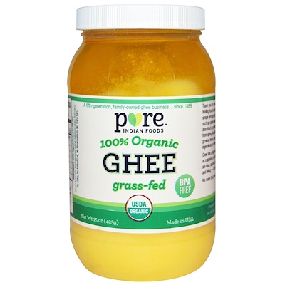 Pure Indian Foods Ghee, 100% Organic Grass-Fed, 15 oz (425 g)