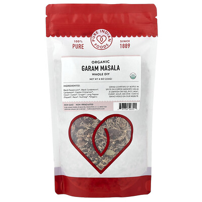 Pure Indian Foods, Organic Garam Masala, Whole DIY, 8 oz (226 g)