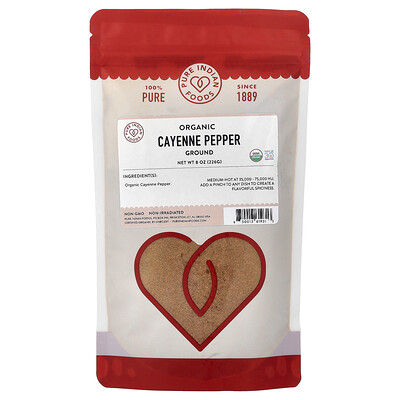 Pure Indian Foods, Organic Ground Cayenne Pepper, 8 oz (226 g)