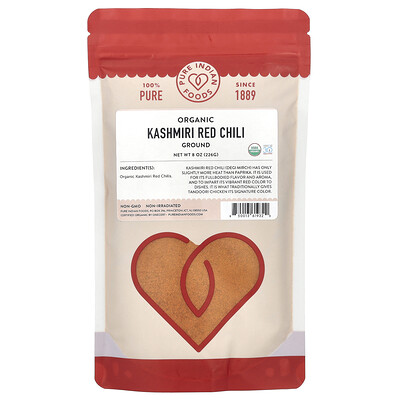 Pure Indian Foods  Organic Kashmiri Red Chili  Ground  8 oz (226 g)