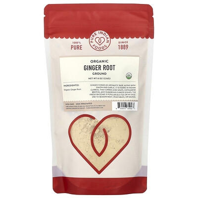Pure Indian Foods, Organic Ginger Root, Ground, 8 oz (226 g)