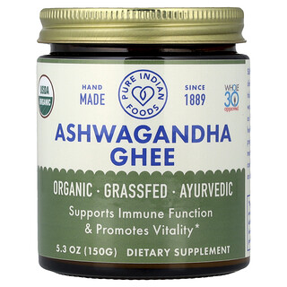 Pure Indian Foods, Ghee Ashwagandha Organik, 150 g (5,3 ons)