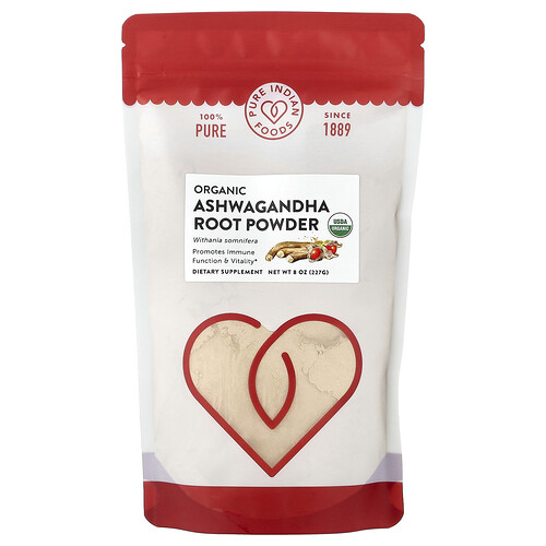 Pure Indian Foods, Organic Ashwagandha Root Powder, 8 oz (227 g)