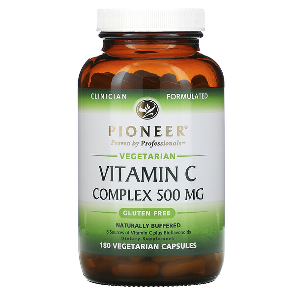 Pioneer Nutritional Formulas, комплекс витамина С, 500 мг, 180 растительных капсул