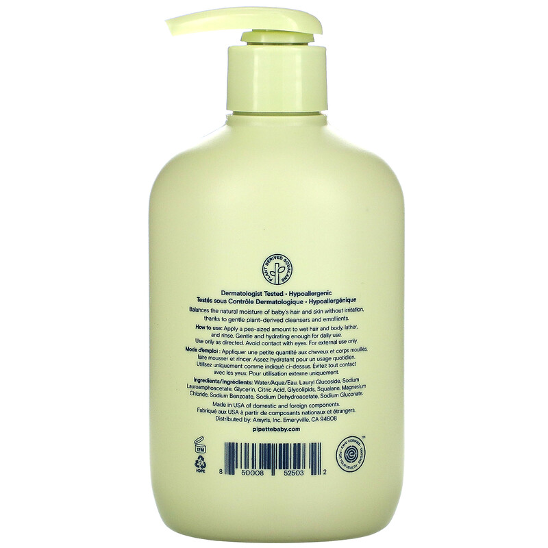 Pipette, Baby Shampoo + Wash, Fragrance Free, 12 fl oz, (354 ml) iHerb