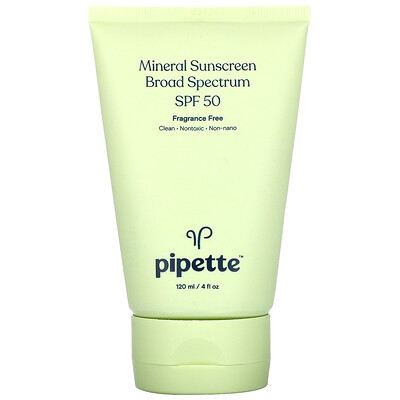 Pipette Mineral Sunscreen Broad Spectrum, SPF 50, 4 fl oz (120 ml)