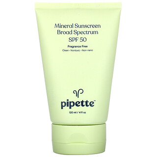 Pipette, Mineral Sunscreen Broad Spectrum, SPF 50, 4 fl oz (120 ml)
