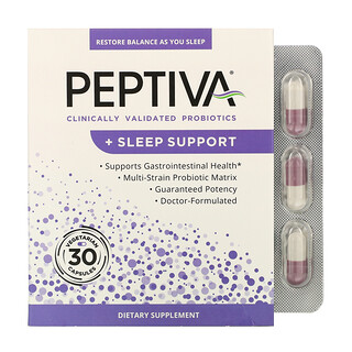 Peptiva, Клинически подтвержденные пробиотики + поддержка сна, 30 вегетарианских капсул