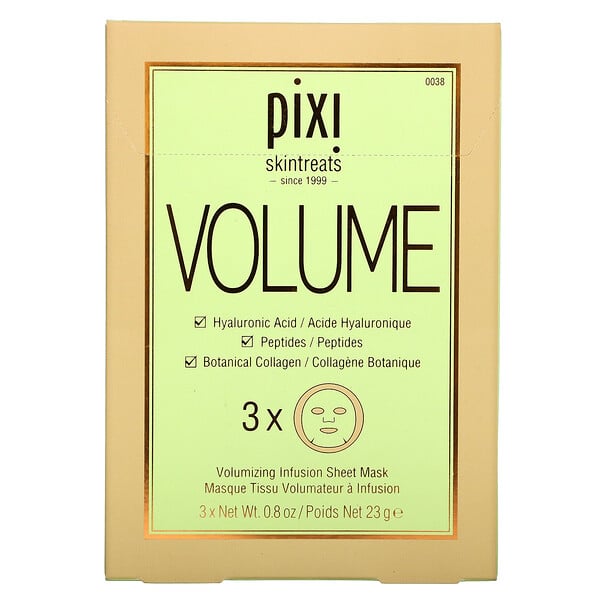 Pixi Beauty, Skintreats丰盈，胶原蛋白丰盈焕肤面膜，3 片，每片 0.8 盎司（23 克）