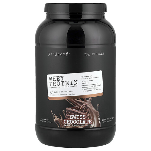 Project 1 Nutrition, ホエイプロテイン、高品質プロテインコンプレックス、スイスチョコレート、907g（2ポンド）