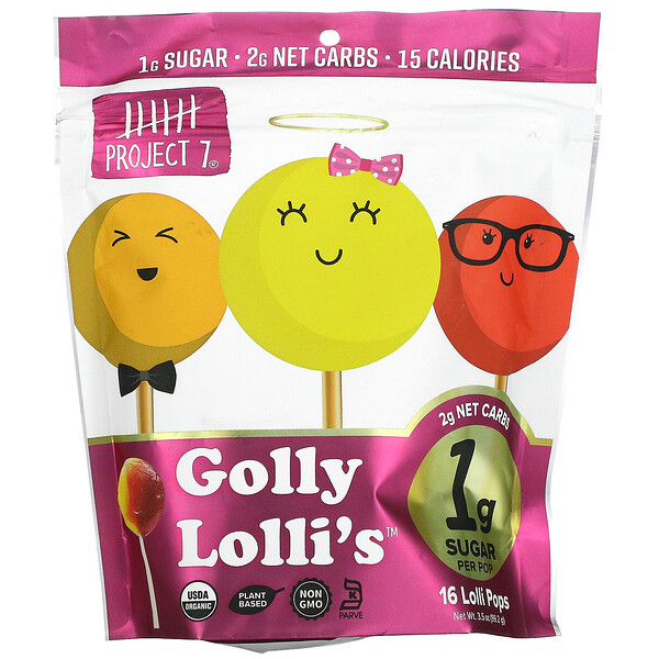 Golly Lolli's, Assorted Flavors, 16 Lollipops