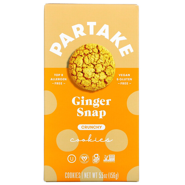 Partake, Crunchy Cookies, Ginger Snap, 5.5 oz (156 g)