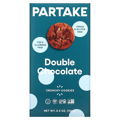 Partake Crunchy Cookies, двойной шоколад, 156 г (5,5 унции)