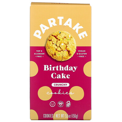 Partake Хрустящее печенье, праздничный торт, 156 г (5,5 унции)