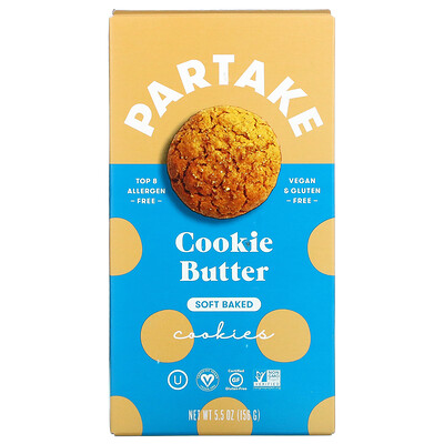 Partake Soft Baked Cookies, масло для печенья, 156 г (5,5 унции)
