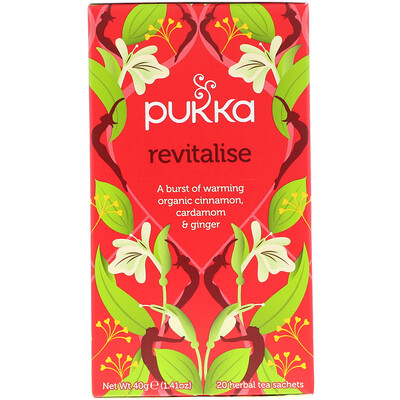 Купить Pukka Herbs Восстанавливающее средство, чай с натуральной корицей, кардамоном и имбирем, 20 пакетиков, 1.41 унций (40 г)