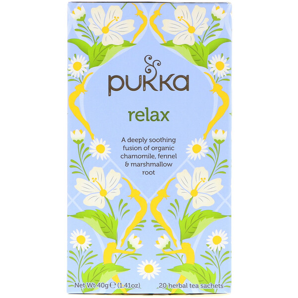 Pukka Herbs‏, תה Relax, נטול קפאין, 20 שקיקי תה צמחים, 40 גרם (1.41 אונקיות)