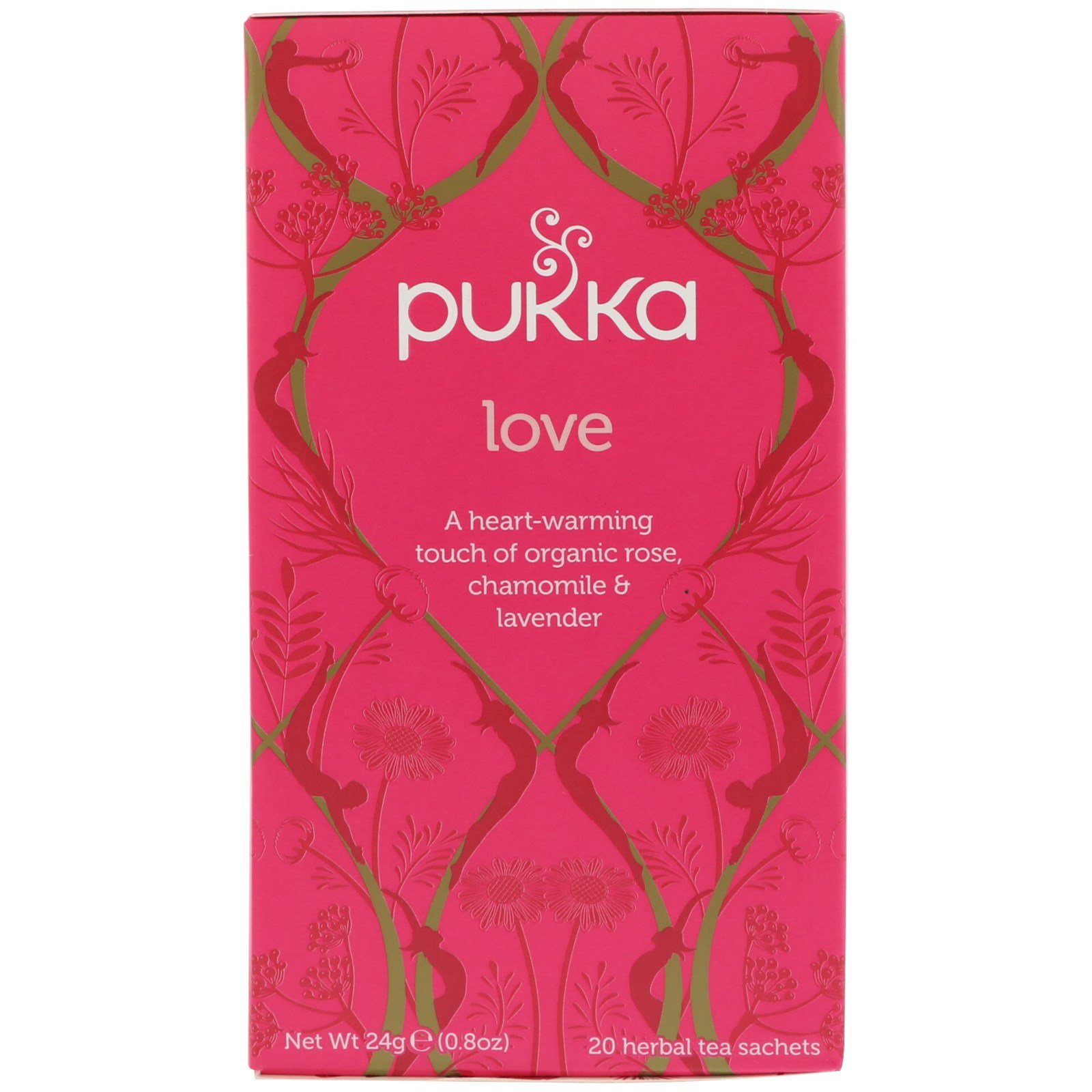 Pukka Herbs Love オーガニックローズ カモミール ラベンダーティー カフェインフリー 茶袋 0 8オンス 24 G Iherb