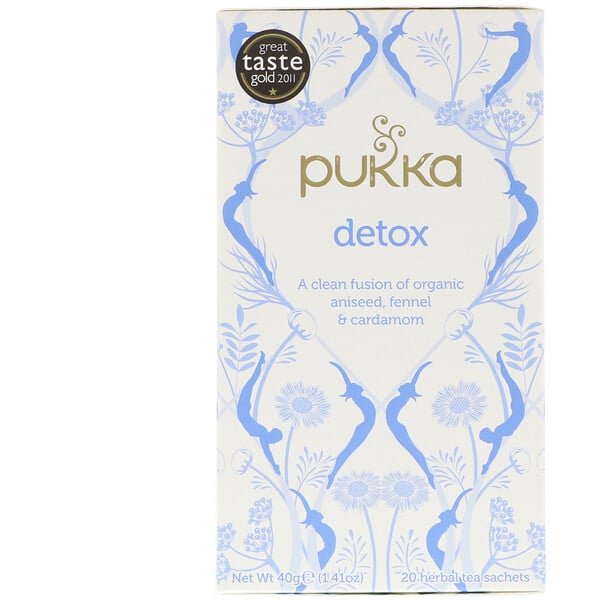 Pukka Herbs, Detox, Organic Aniseed, Fennel & Cardamom Tea, Caffeine Free, 20 Herbal Tea Sachets, 1.41 oz (40 g)