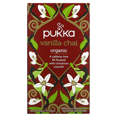 Купить Pukka Herbs Ванильный чай, без кофеина, 20 пакетиков, 1, 41 унции (40 г)