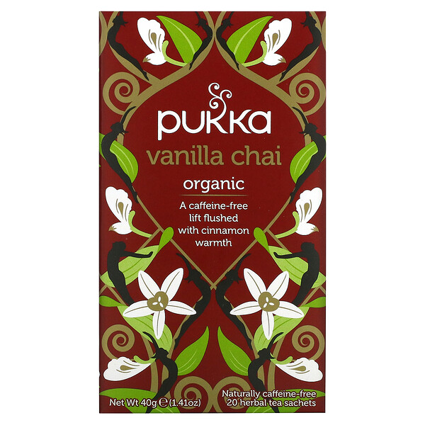Pukka Herbs‏, תה בטעם צ'אי ווניל, נטול קפאין, 20 שקיקי תה, 40 גרם (1.41 אונקיות)