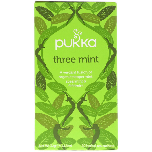 Pukka Herbs‏, Three Mint, Caffeine Free, 20 Herbal Tea Sachets, 1.12 oz (32 g)