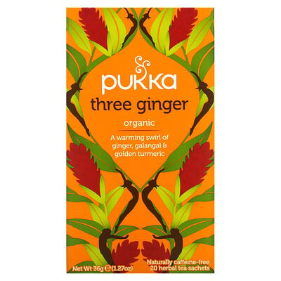 Купить Pukka Herbs Три вида имбирного травяного чая, без кофеина, 20 чайных пакетиков, 36 г