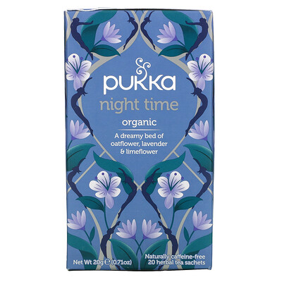 

Pukka Herbs, Night Time Tea, Naturally Caffeine Free, 20 Herbal Tea Sachets, 0.71 oz (20 g)