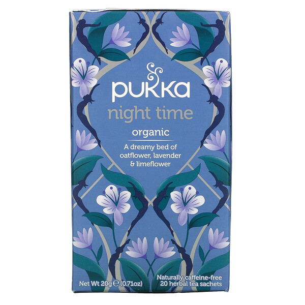 Pukka Herbs, Night Time Tea, Naturally Caffeine Free, 20 Herbal Tea Sachets, 0.71 oz (20 g)