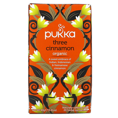 Купить Pukka Herbs Three Cinnamon Tea, 20 Herbal Tea Sachets, 1.41 oz (40 g)